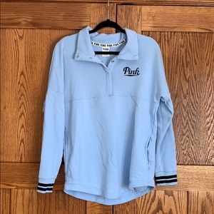 Victoria Secret Pink Blue Quarter Button Up